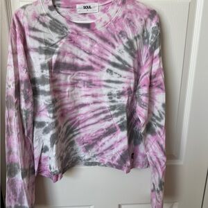 Soulcycle Pink and Gray Tie-Dye Long Sleeve Shirt